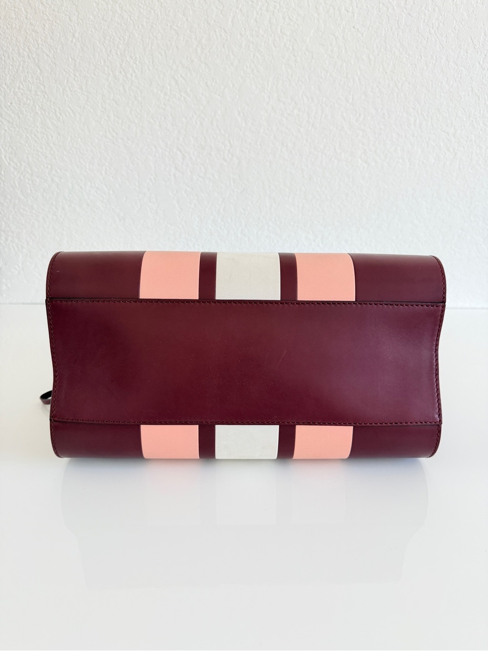 Tod's Pink and Burgundy Leather Stripe Satchel - Picture 5 of 10